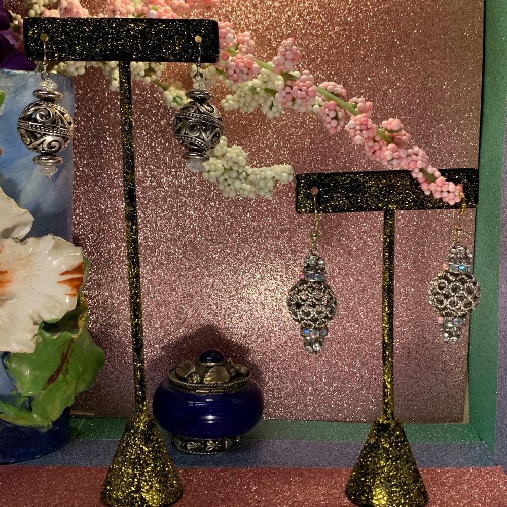 Metal Earrings and Metal Earrings with Rhinestones